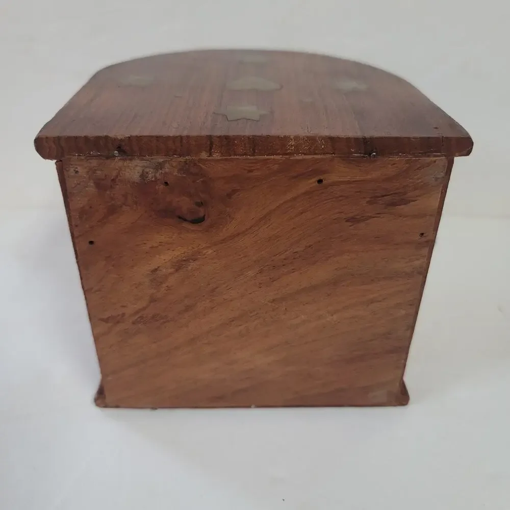 Vintage Hand Carved Unique Design Drawer Wood & brass Jewelry Box Cigarette Box